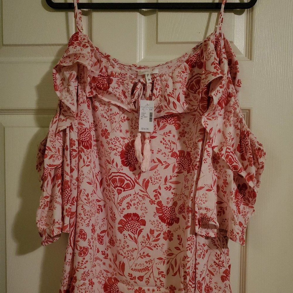 Gorgeous Floral Cold Shoulder Top
